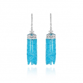 White Gold Topaz & Diamond Tassel Earrings White Gold Topaz & Diamond Tassel Earrings